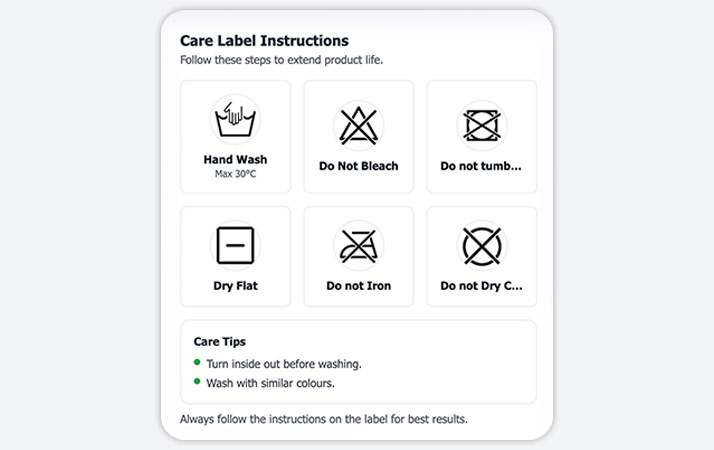Care Label Instructions preview