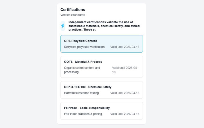 Certifications preview